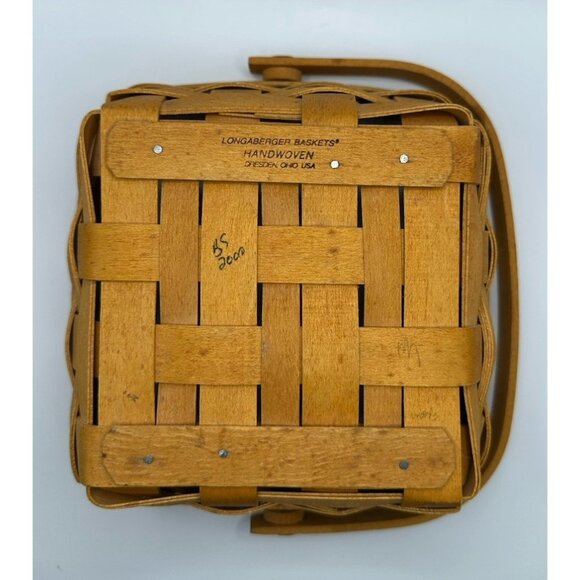 2000 6 Inches Square Longaberger Basket With Handle 3 Inches Tall - Picture 5 of 6